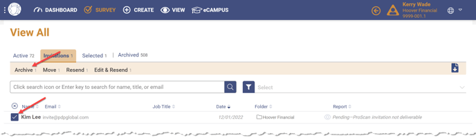 How to archive a survey invitation