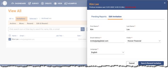 Invitation - Edit and Resend