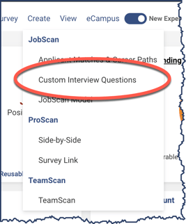 Menu - Create Custom Interview