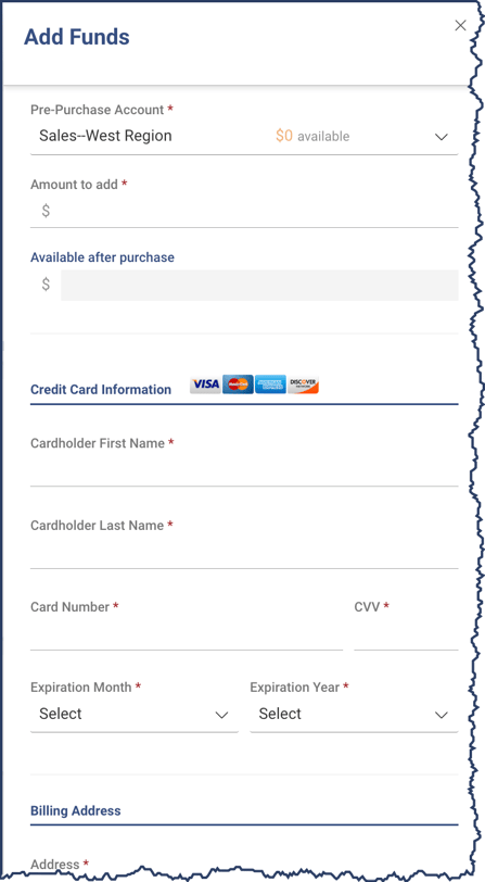 PrePurchase-Add Funds Panel