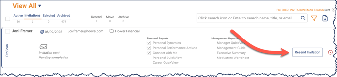 Resend Invitation button