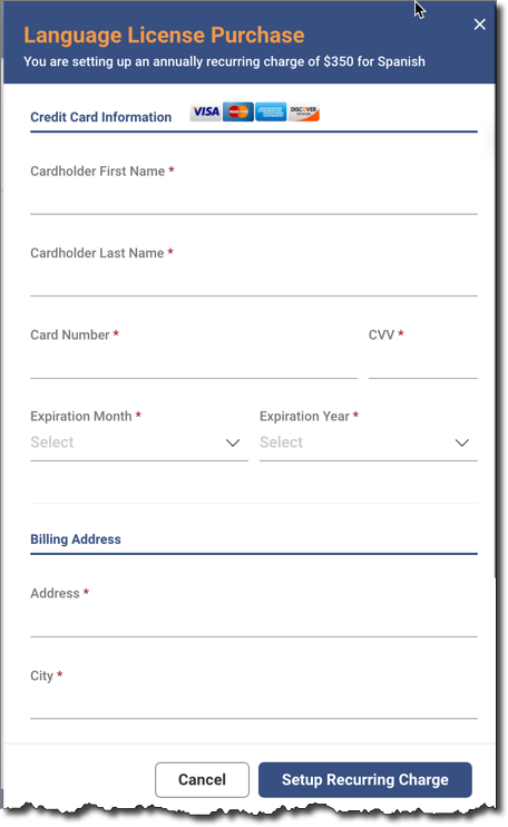 Language License Purchse Panel