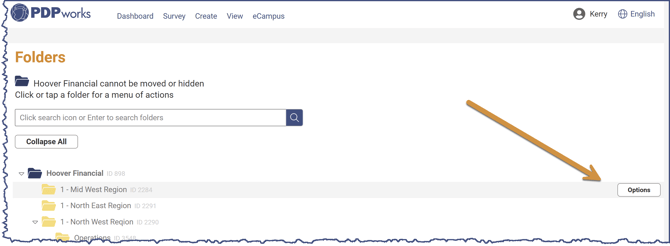 Manage Folders Options Button