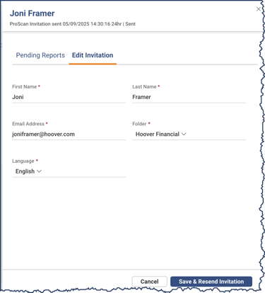 Resend Inviation Panel