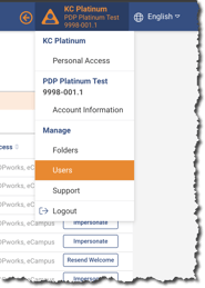 User-Manage User menu