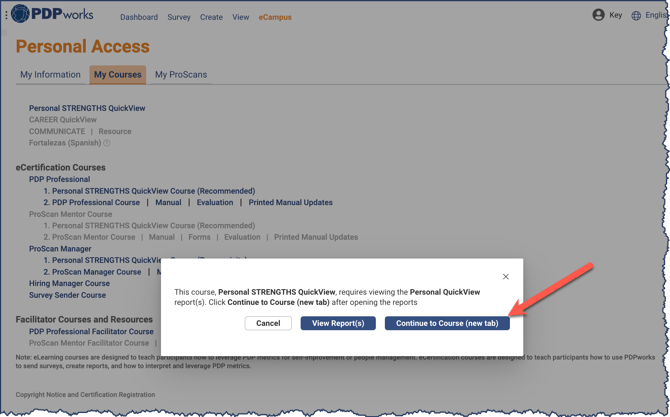 eCampus - Continue to Course - V3